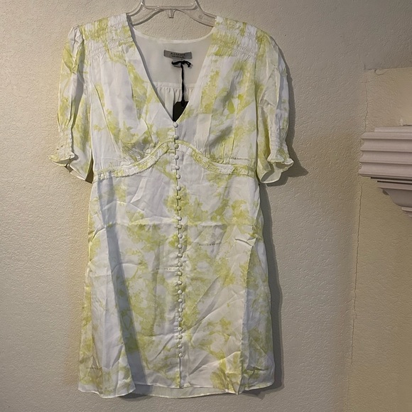 All Saints Demi Marais Dress Citrus Yellow Cocktail Dress 8 - Picture 6 of 9